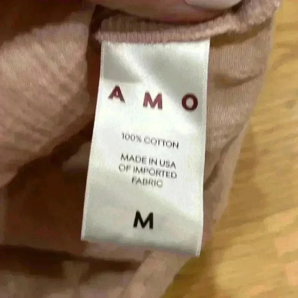 AMO Cotton Texture Ruffled Tank Light Oversized Pink Sleeveless Top Size Medium - Picture 7 of 7